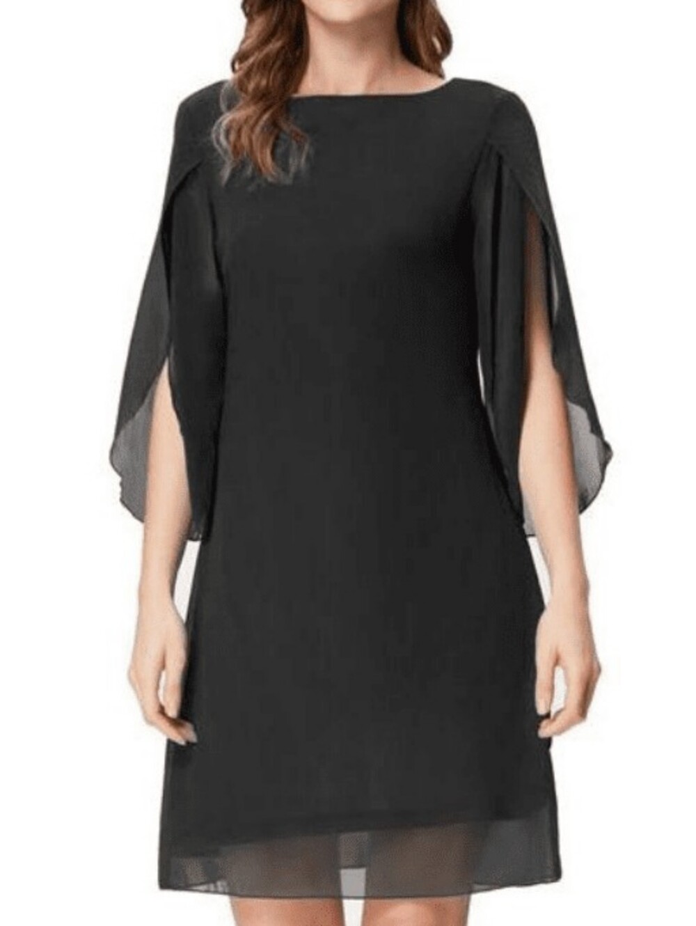 Grace Karin Black Chiffon Cape Sleeve Dress 2XL NWOT